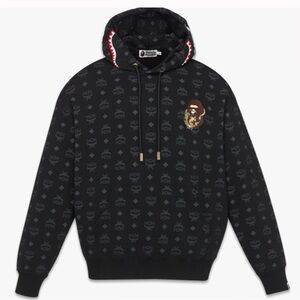 MCM x A Bathing Ape Black Pullover shark hoodie brand new with tags size S
